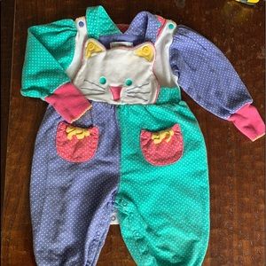 1995 Gymboree color block kitty outfit